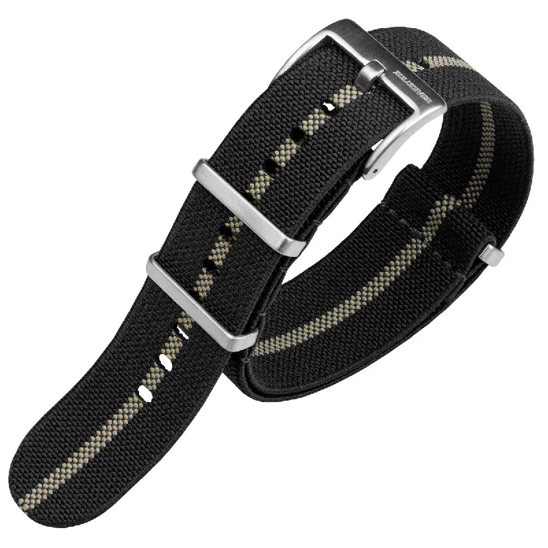 1973 British Military Watch Strap: AIRBORNE Elastic - Black / Sand