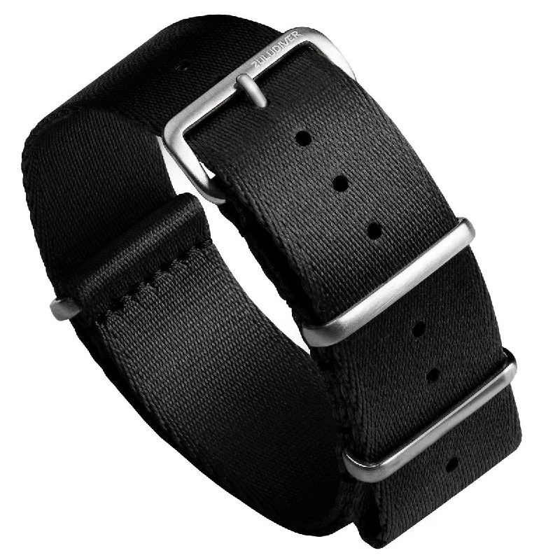 1973 British Military Watch Strap: ARMOURED - Black, Satin