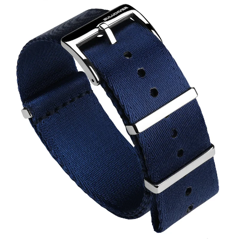 1973 British Military Watch Strap: ARMOURED RECON - Navy Blue, Polished