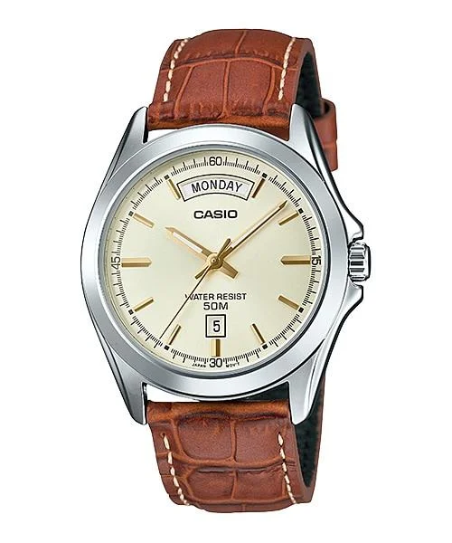 Casio Men's Standard Analog Brown Leather Strap Watch MTP1370L-9A MTP-1370L-9A