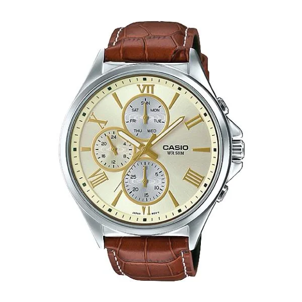 Casio Men's Standard Analog Brown Leather Watch MTPE316L-9A MTP-E316L-9A