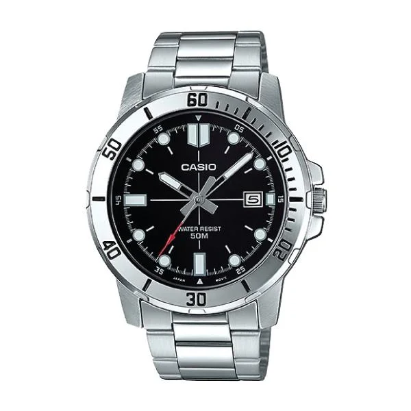 Casio Men's Diver Look Silver Stainless Steel Band Watch MTPVD01D-1E MTP-VD01D-1E