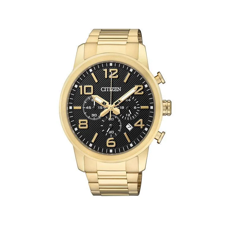 Citizen Gold Black Dial Chronograph Gts Watch