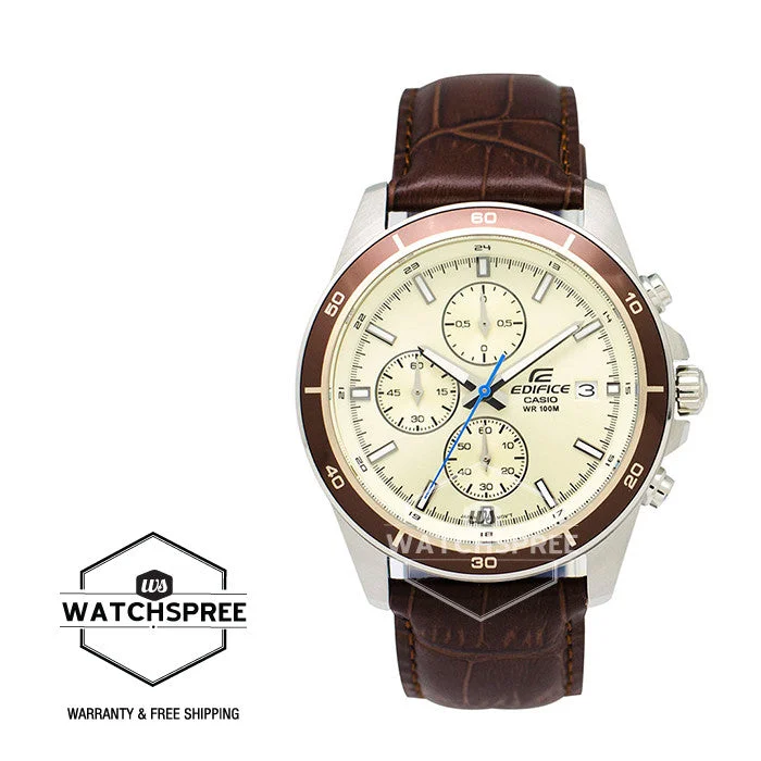 Casio Edifice Chronograph Brown Leather Strap Watch EFR526L-7B