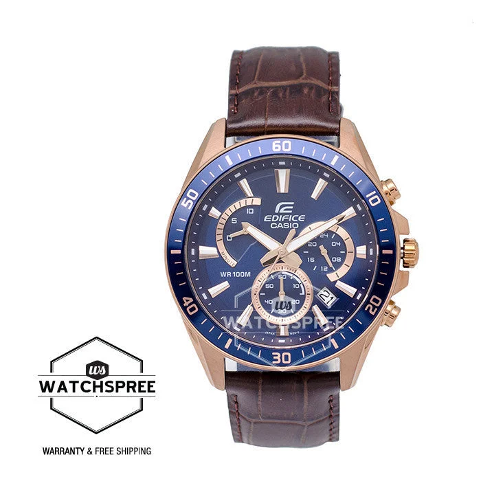 Casio Edifice Chronograph Brown Leather Strap Watch EFR552GL-2A