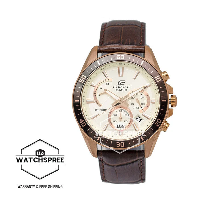 Casio Edifice Chronograph Brown Leather Strap Watch EFR552GL-7A