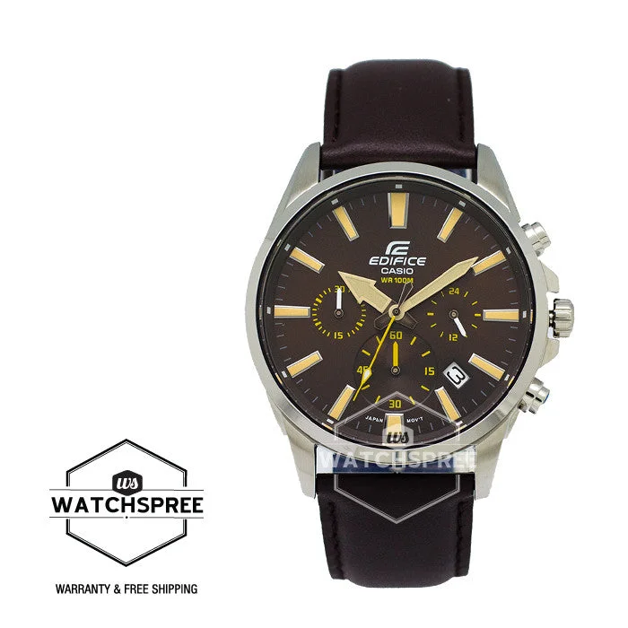 Casio Edifice Chronograph Brown Leather Strap Watch EFV510L-5A