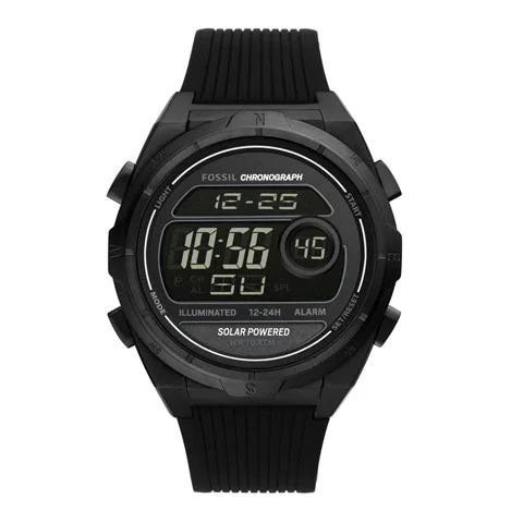 Fossil Mens Everett Solar Powered Black Digital FS5859