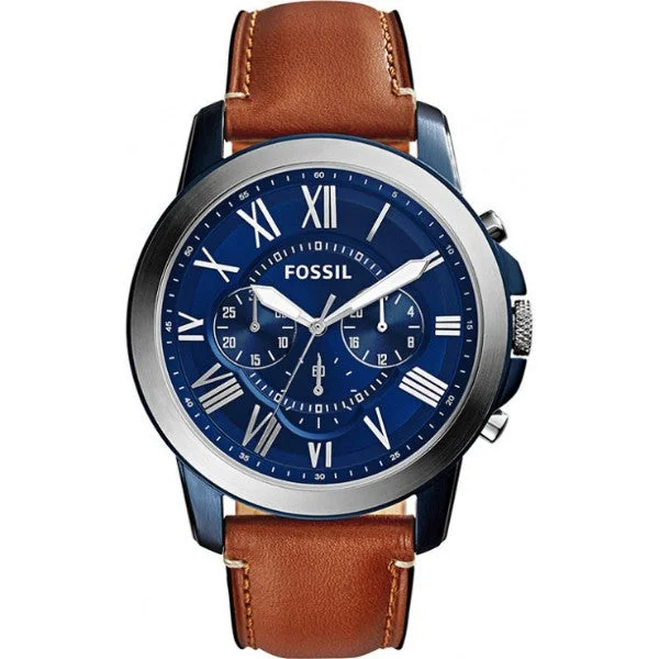 Fossil Grant Analog Blue Dial Men's Leather Watch-FS5151