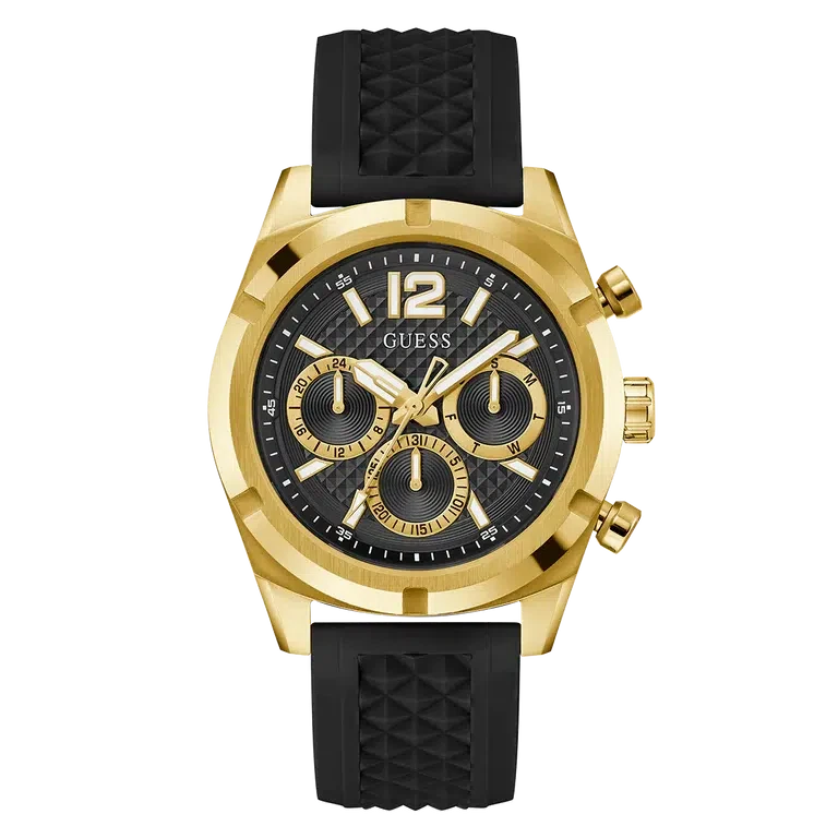 Guess Mens Black Gold Tone Multi-function Watch