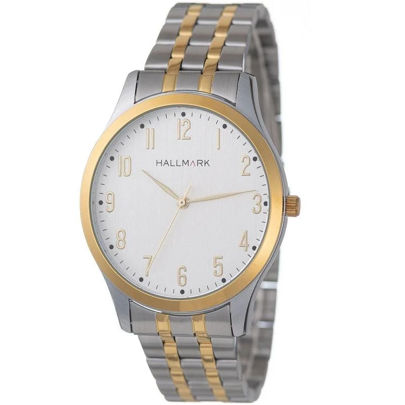 Hallmark Gents Two-Tone Metal Strap White Dial Watch