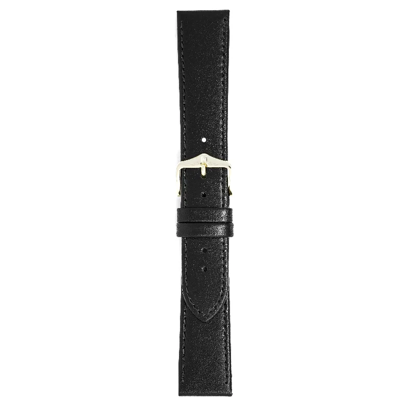 Hirsch Watch Osiris 20mm Long Black Leather Strap