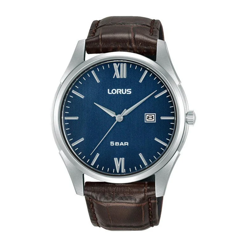 Lorus Mens Dark Blue Hairline Dial Watch