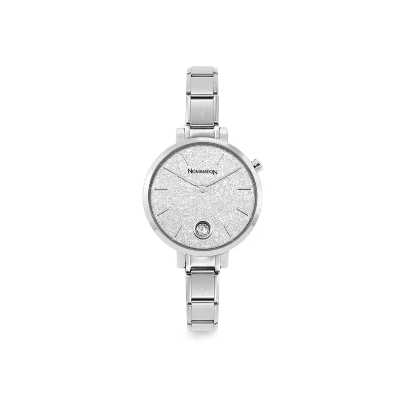 Nomination Composable Paris Watch, Silver Glitter, Cubic Zirconia, Stainless Steel