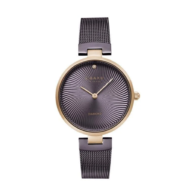 Obaku Diamant-Walnut Mesh Strap Lds V256LXVNMN