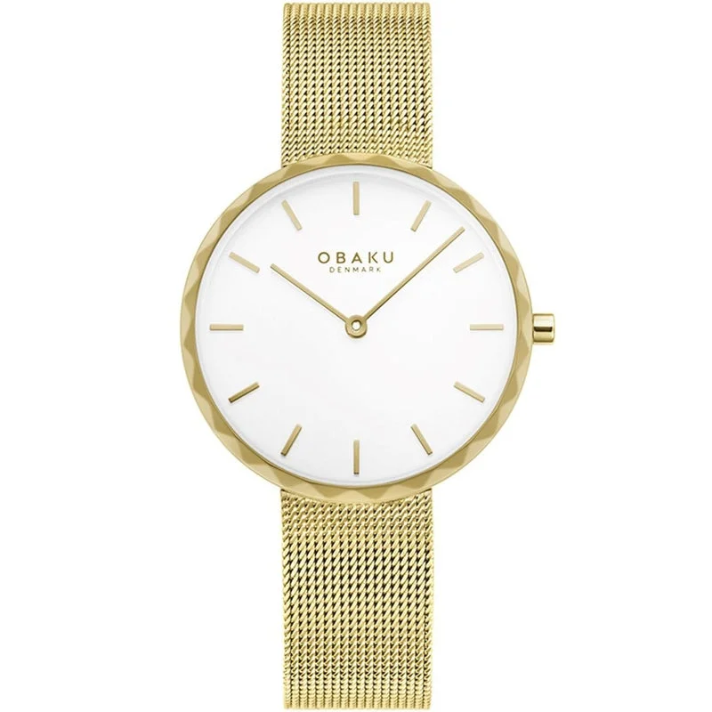 Obaku Folder Gold White Dial 32mm Watch - V252LXGIMG