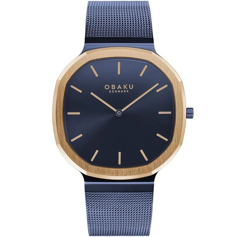 Obaku Oktant Ocean Blue Rose Gold 38mm Watch - V253GXSLML