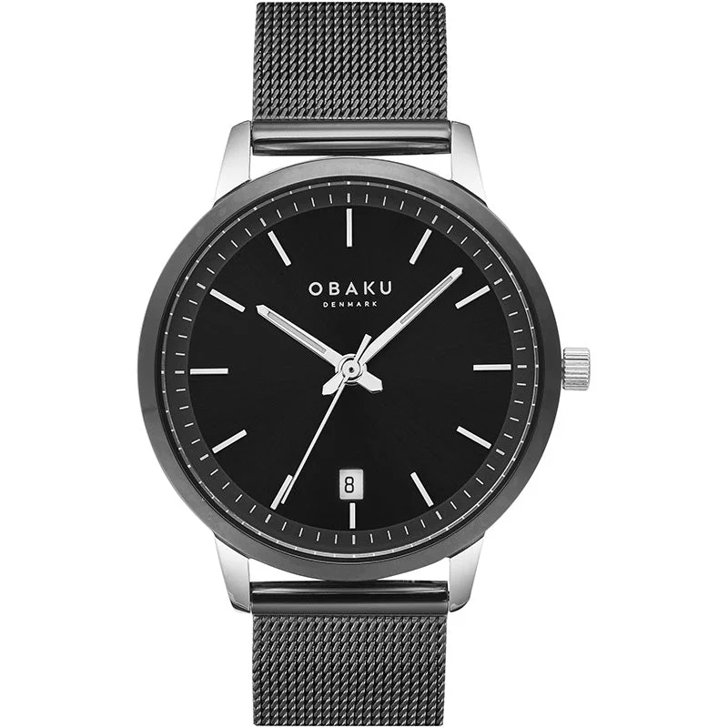 Obaku Salvie - Charcoal Gents Black Dial Mesh Strap V270GDABMB