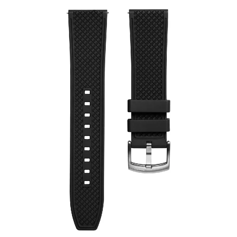 Saltdean FKM Rubber Divers Watch Strap - Black