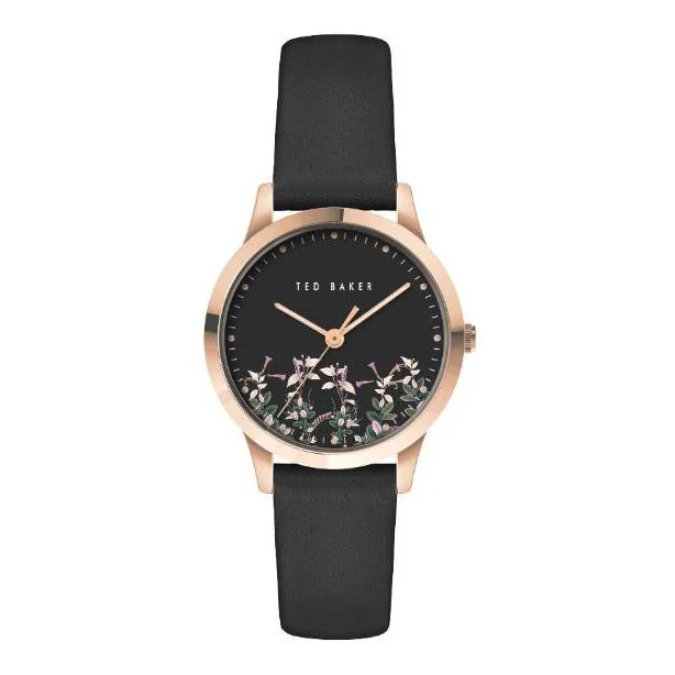 Ted Baker Fitzrovia Jardin Rose Gold-Tone Leather Watch