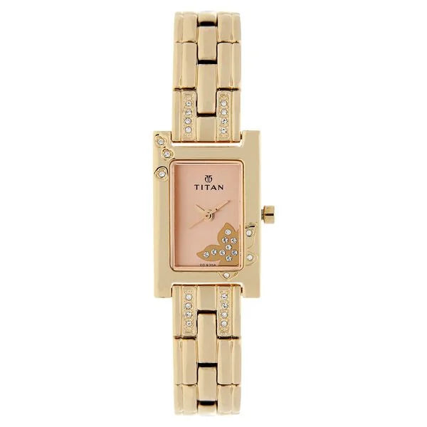 Titan Purple Rose Gold Dial Analog Metal Strap Watch for Women 9716wm01