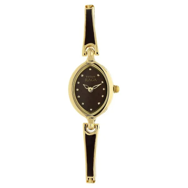 Titan Raga Brown Dial Analog Metal Strap Watch for Women 2370ym12