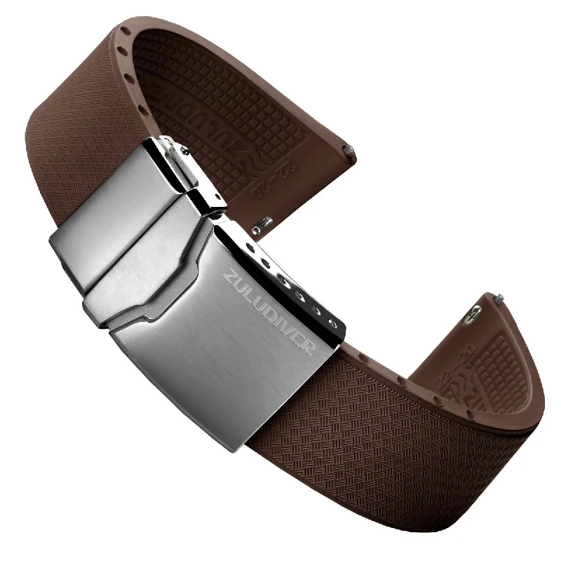 TsunamiTropic Rubber Deployant Watch Strap - Harbour Brown