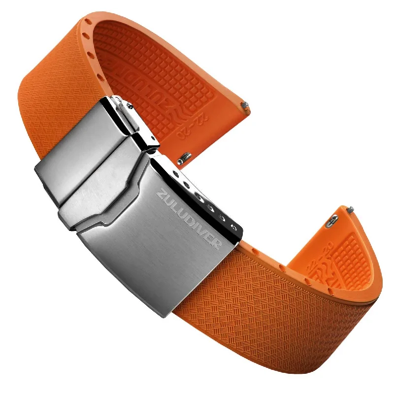 TsunamiTropic Rubber Deployant Watch Strap - Sunset Orange