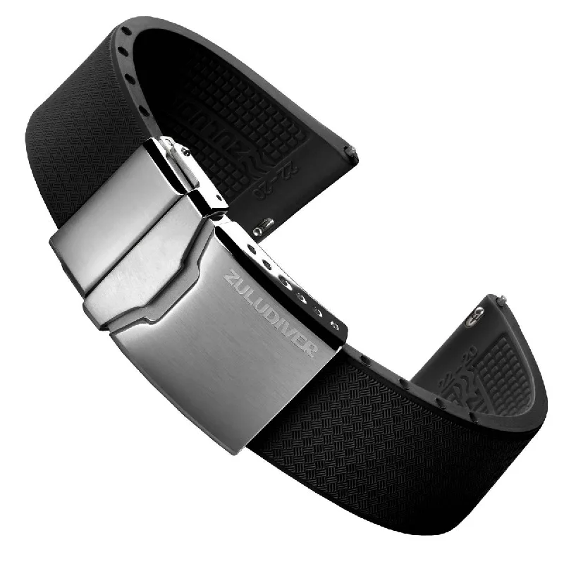 TsunamiTropic Rubber Deployant Watch Strap - Abyss Black