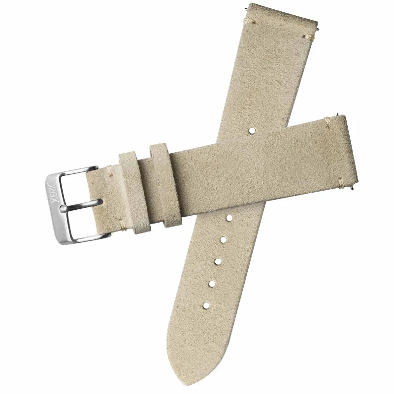 Xeric 20mm Italian Suede Wheat Strap Silver Buckle